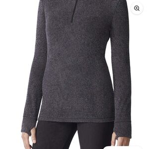 Cuddl Duds Climate Right 3 Pc Fleecewear Charcoal Gray Half-Zip,Pants & Top sz L